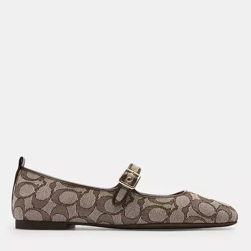 NEW Coach C Rivet Mary Jane In Signature Jacquard Oak/Maple CAP82 us 6.5 - Picture 10 of 12